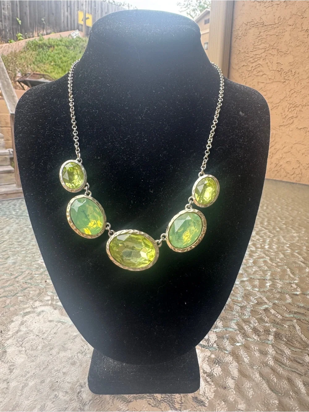 Monet Lime Green Crystal Statement Necklace